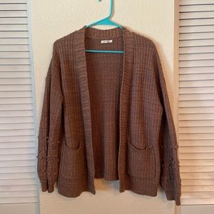 Brown Bobble Sleeve Cardigan